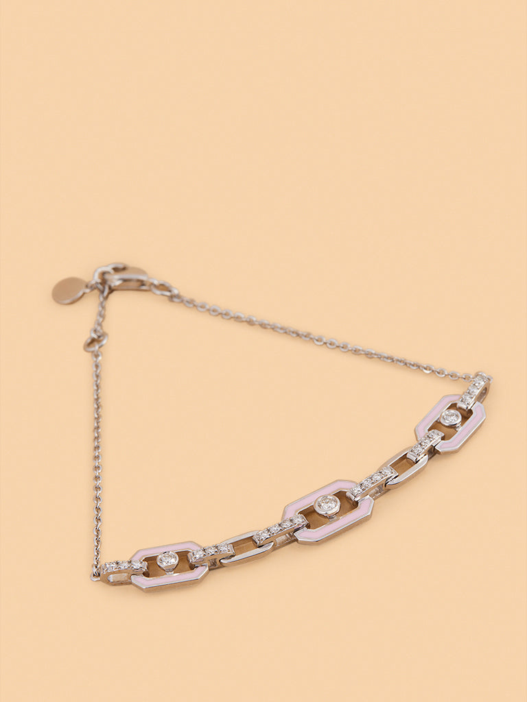 Elegant Lab Diamond Bracelet with Pink Accents