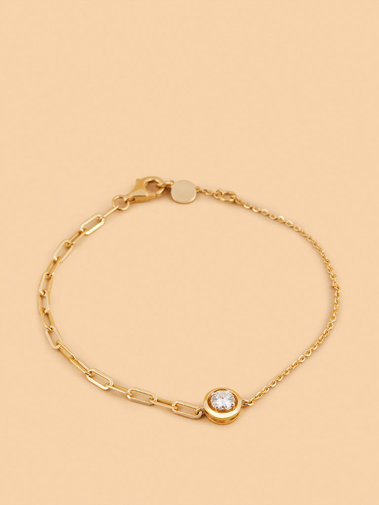Faceted Solitaire Lab Diamond Chain Bracelet