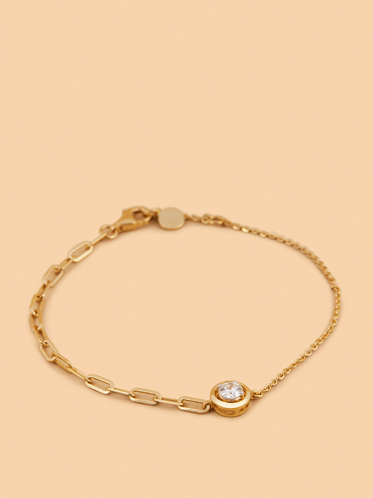 Faceted Solitaire Lab Diamond Chain Bracelet