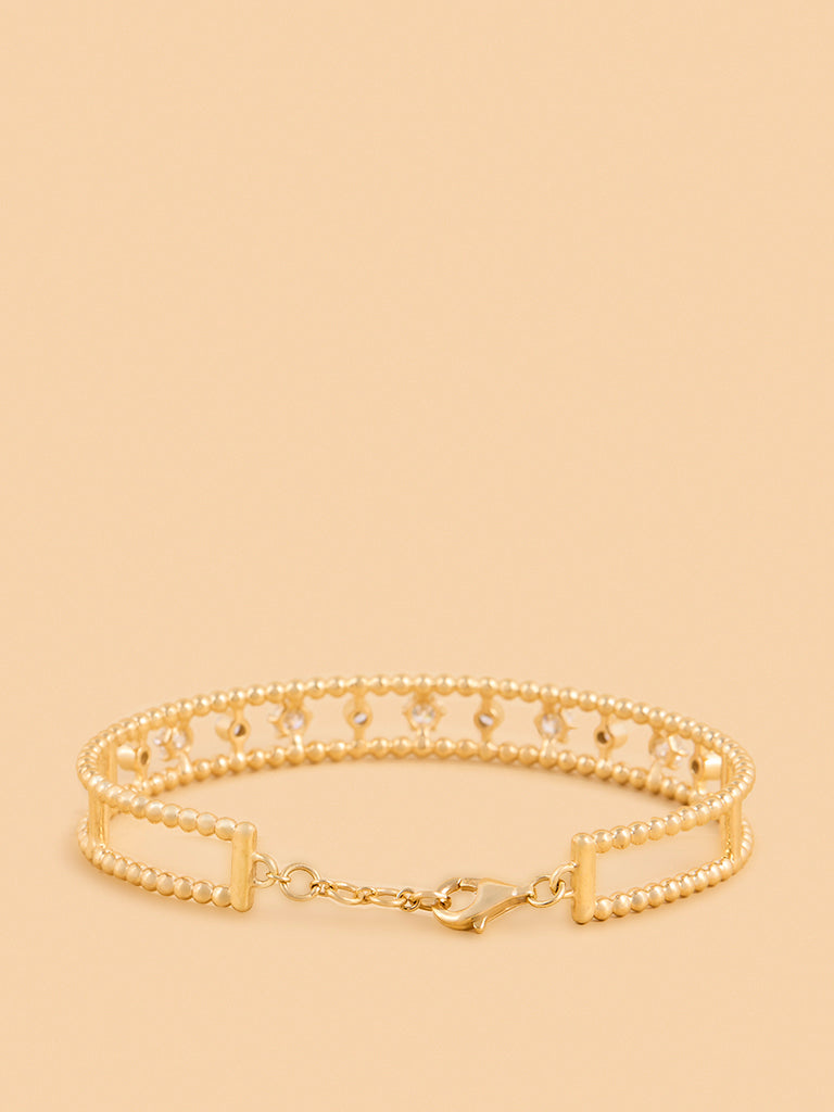 Dual Strand Gold Plated Lab Diamond Solitaire Bracelet