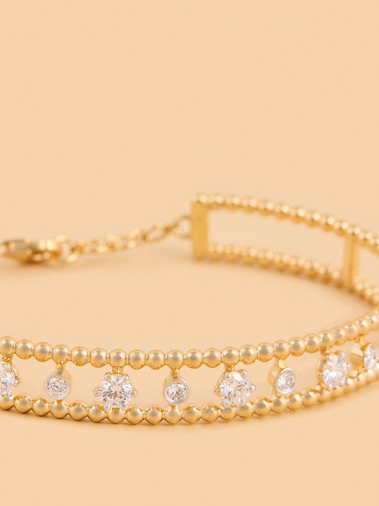 Dual Strand Gold Plated Lab Diamond Solitaire Bracelet