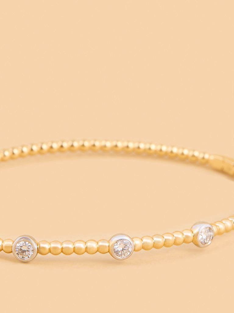 Timeless Gold Plated Lab Diamond Accent Bangle Bracelet