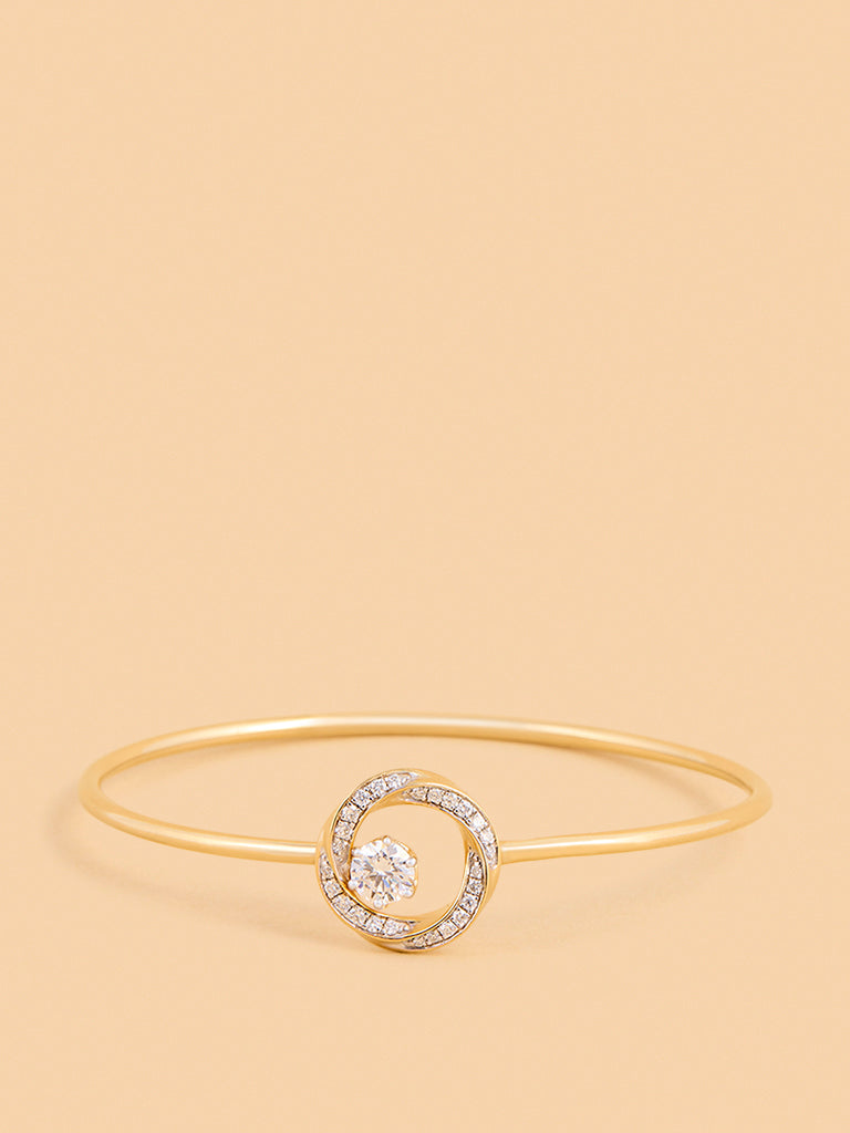 Infinity Solitaire Gold Plated Lab Diamond Bangle Bracelet