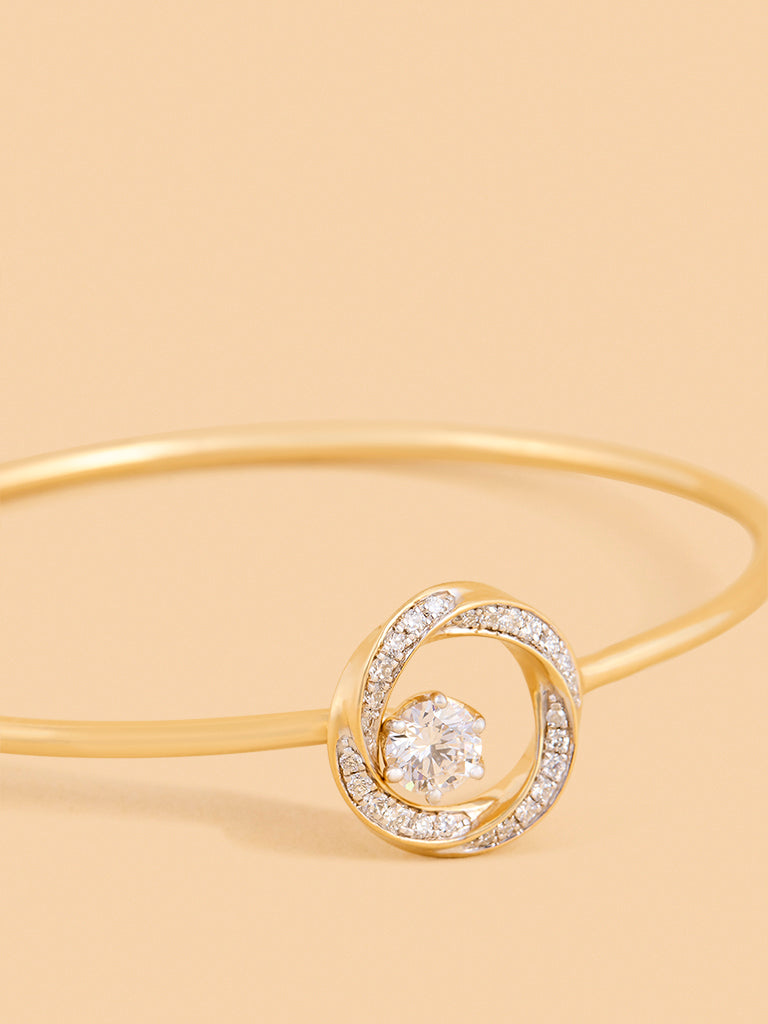 Infinity Solitaire Gold Plated Lab Diamond Bangle Bracelet