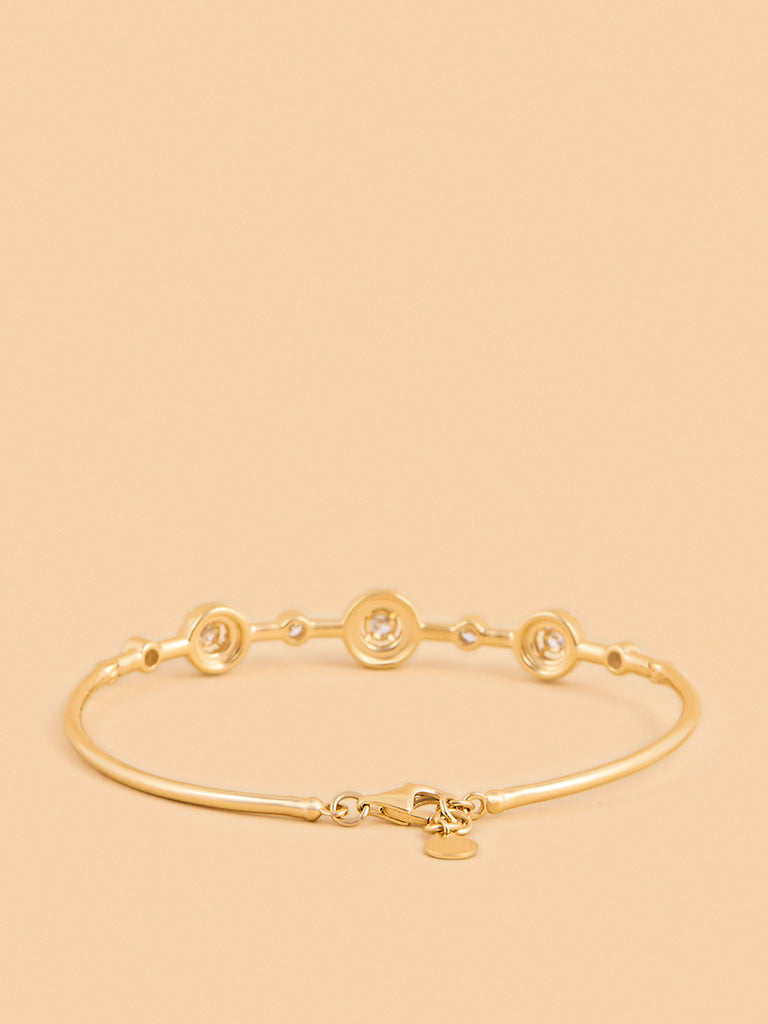Radiant Halo Gold Plated Lab Diamond Bangle Bracelet