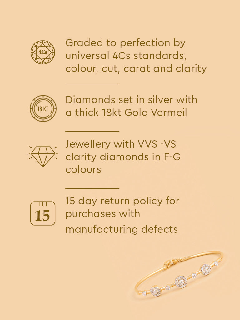 Radiant Halo Gold Plated Lab Diamond Bangle Bracelet