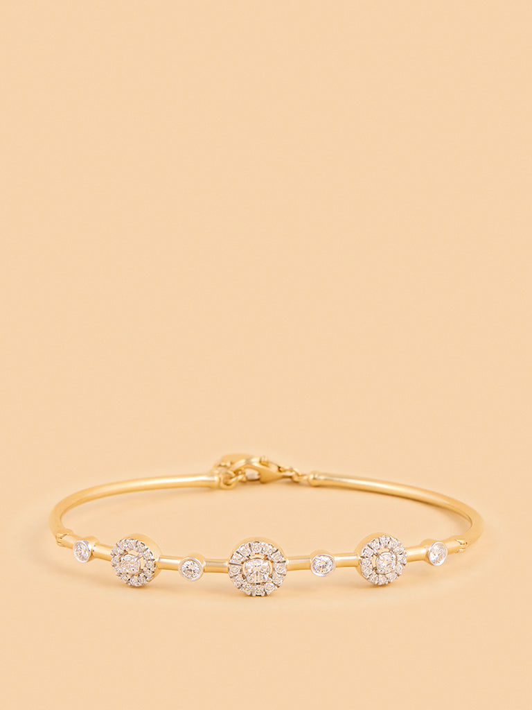 Radiant Halo Gold Plated Lab Diamond Bangle Bracelet
