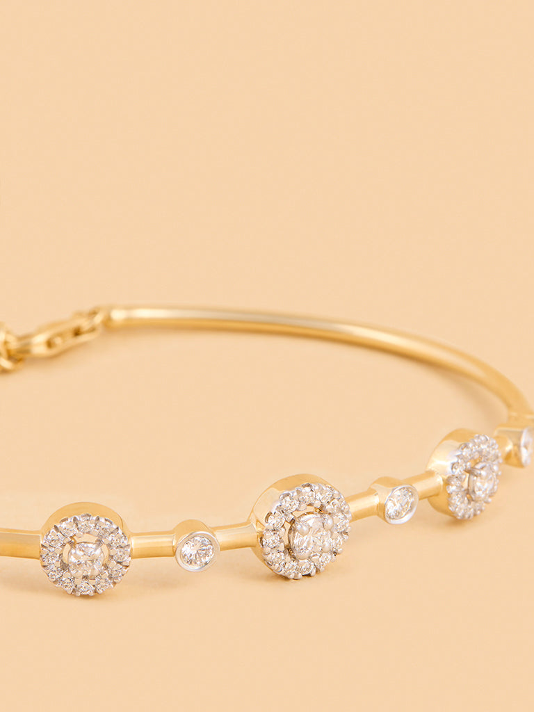 Radiant Halo Gold Plated Lab Diamond Bangle Bracelet