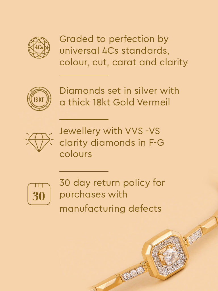 Geometric Gold Plated Lab Diamond Bracelet
