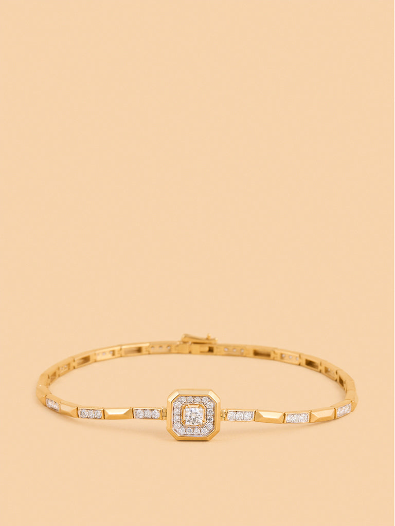 Geometric Gold Plated Lab Diamond Bracelet