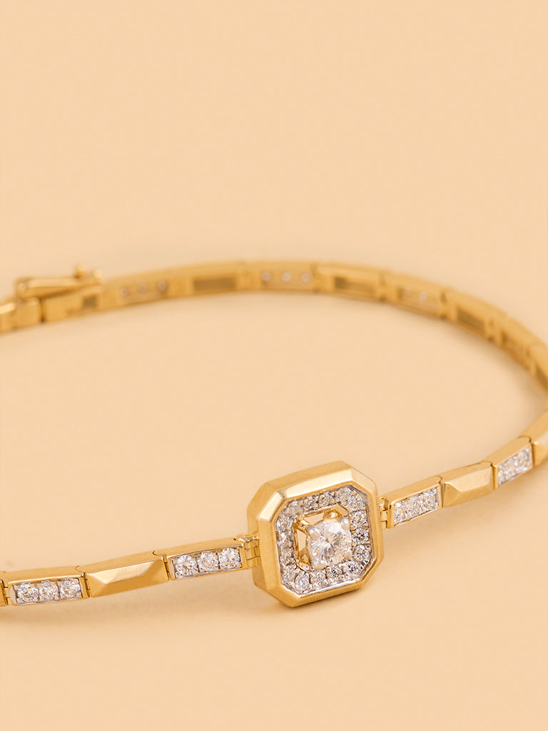 Geometric Gold Plated Lab Diamond Bracelet