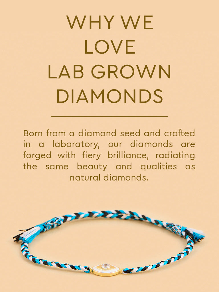Evil Eye Blue & White Cord Lab Diamond Bracelet