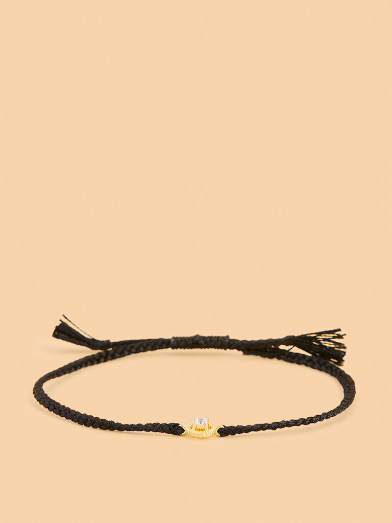 Black Braided Lab Diamond Cord Bracelet