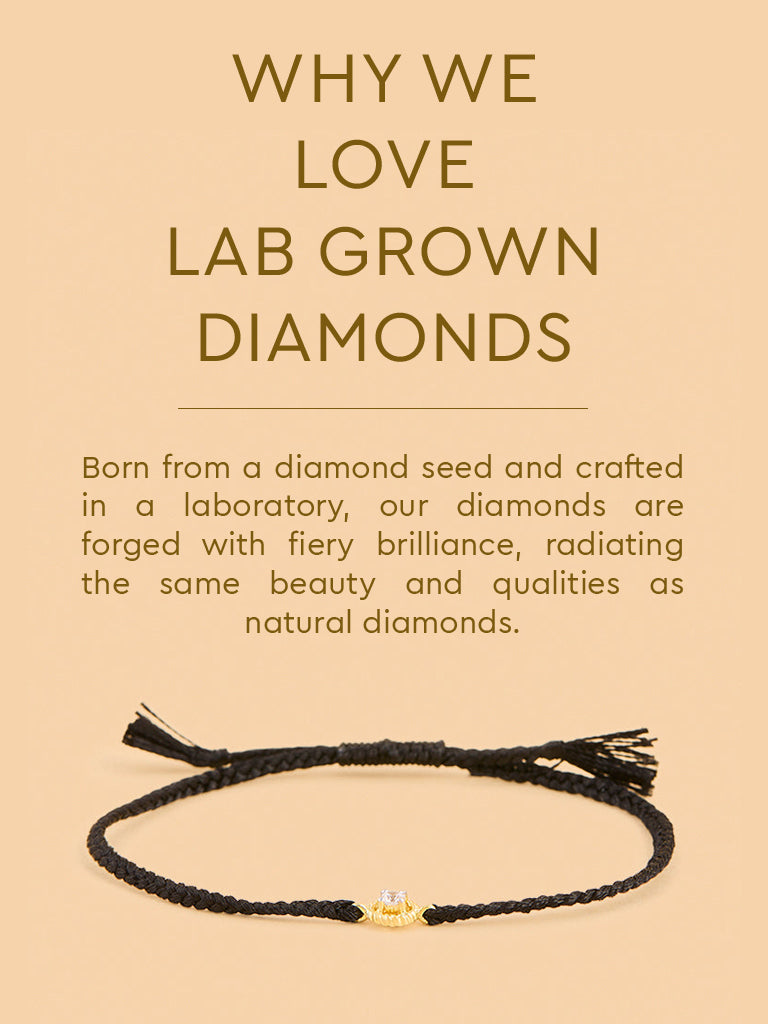 Black Braided Lab Diamond Cord Bracelet