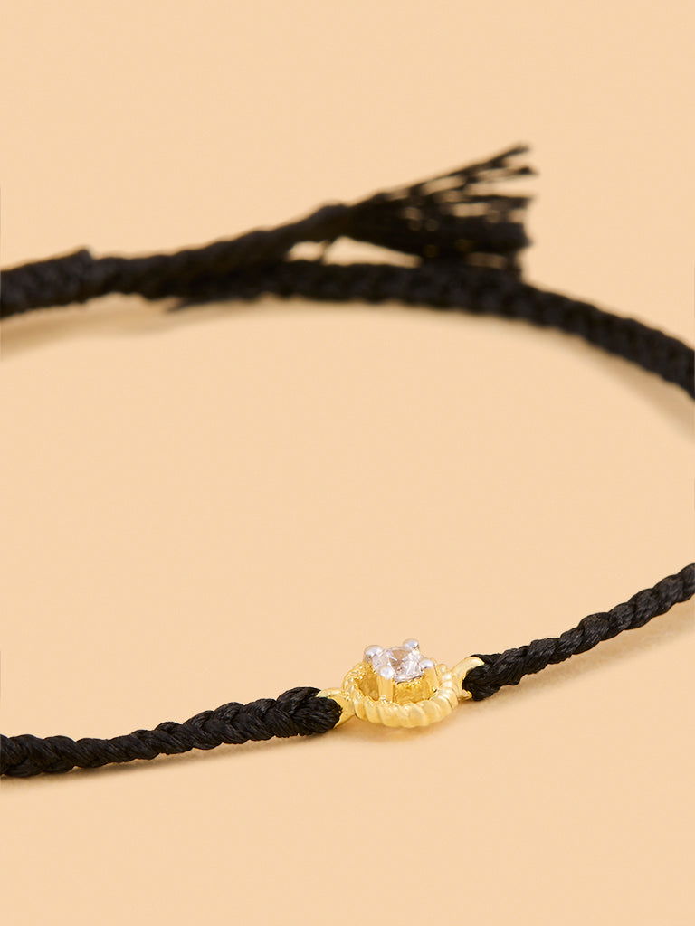 Black Braided Lab Diamond Cord Bracelet