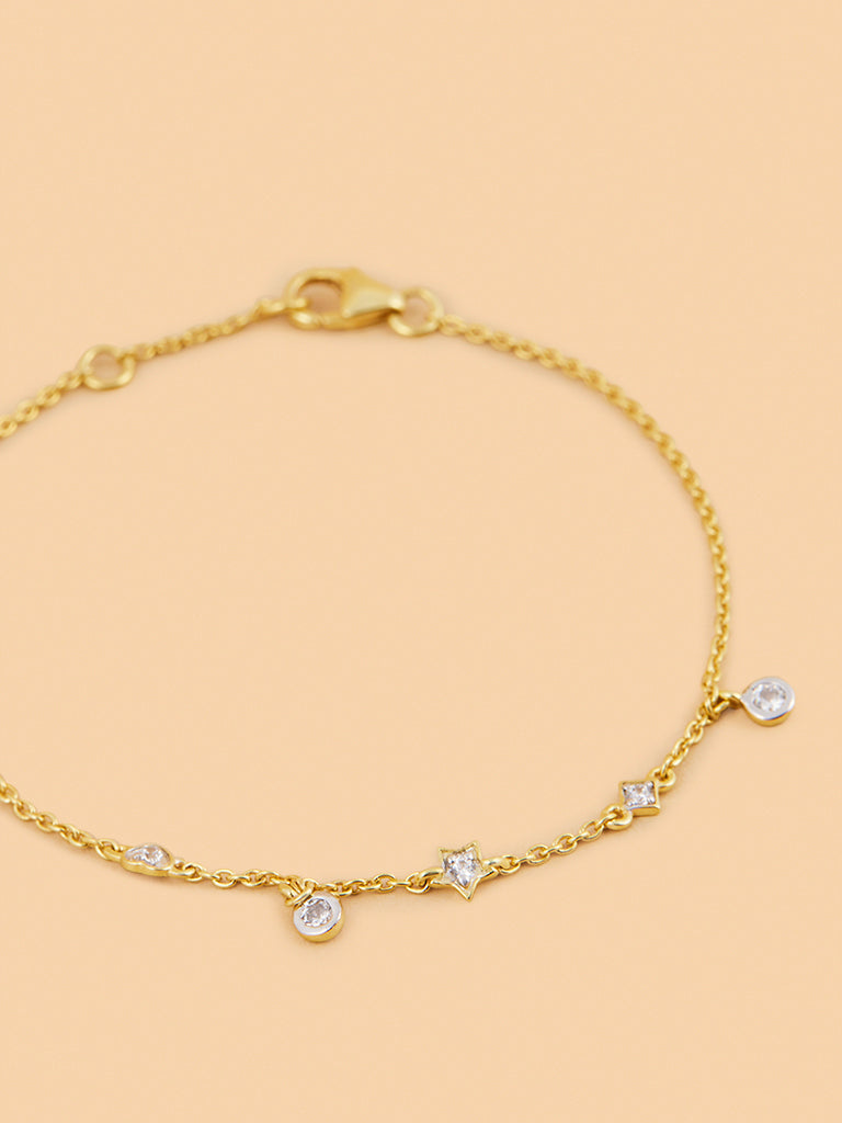 Star and Heart Lab Diamond Chain Bracelet