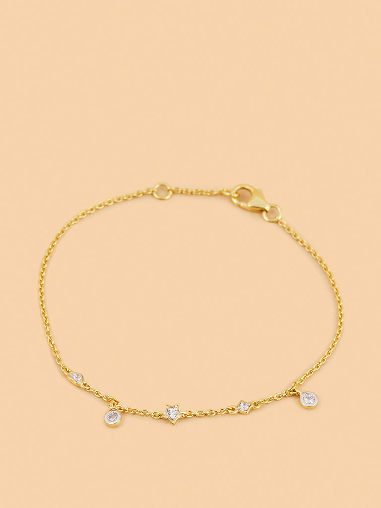 Star and Heart Lab Diamond Chain Bracelet
