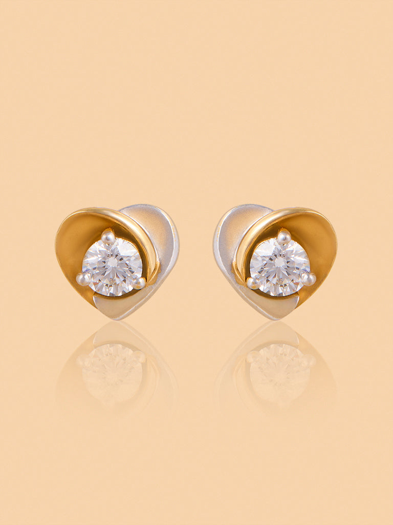 Dual Tone Heart Lab Diamond Earrings