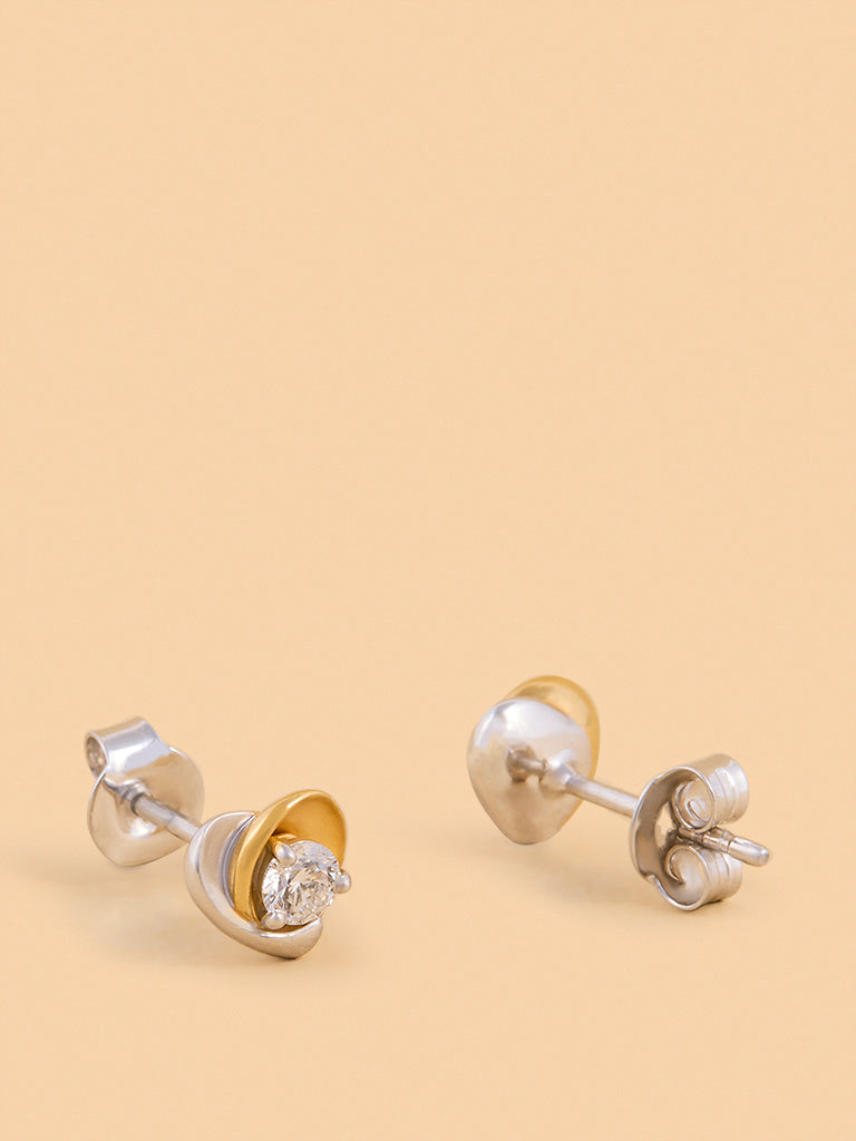 Dual Tone Heart Lab Diamond Earrings