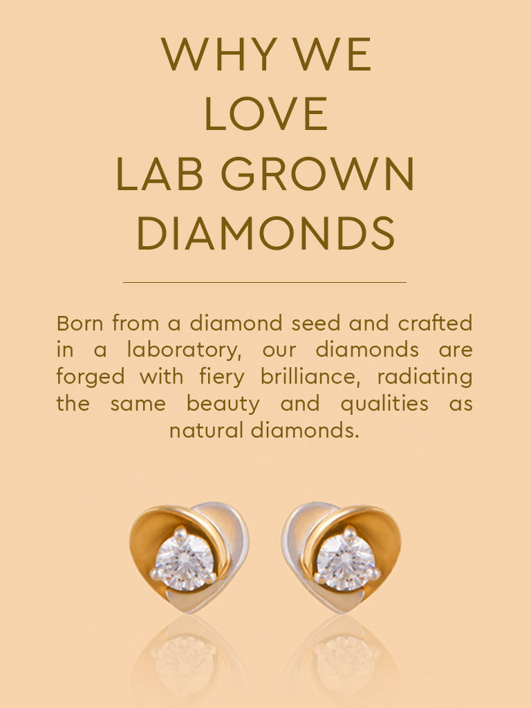 Dual Tone Heart Lab Diamond Earrings