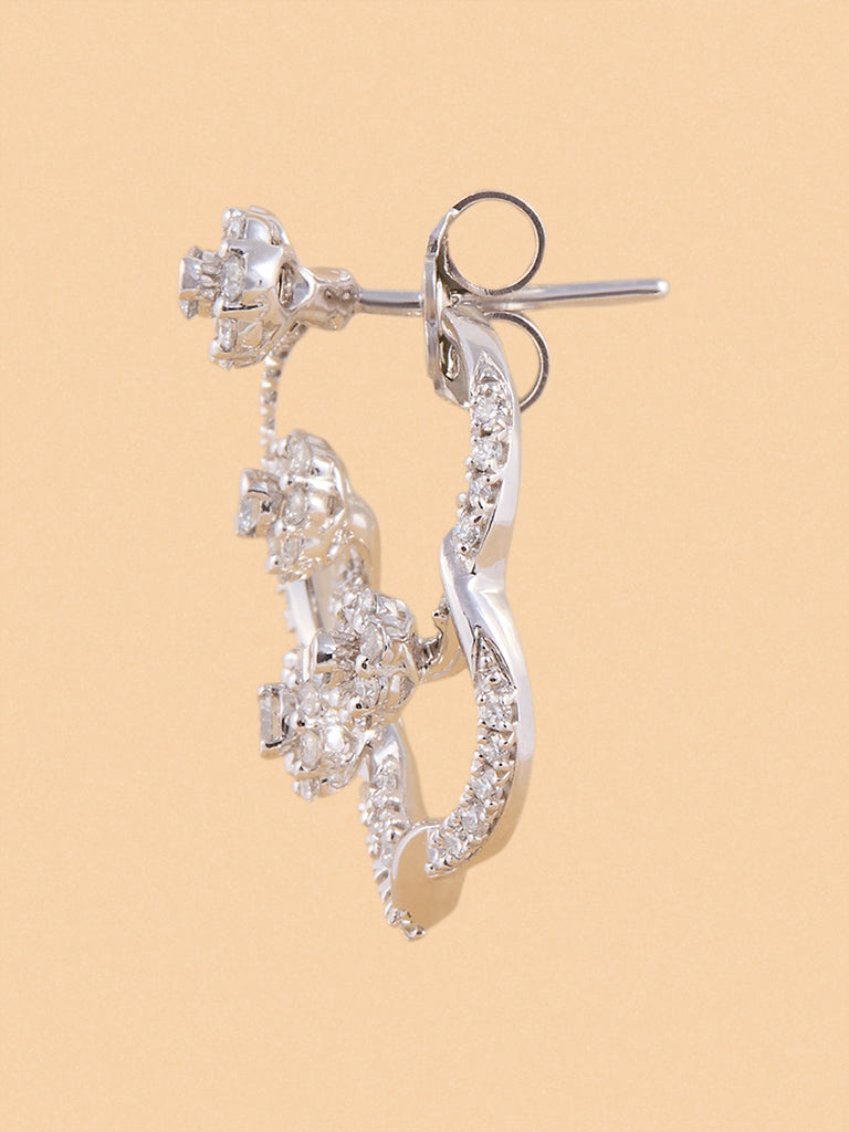 Elegant Floral Circle Lab Diamond Earrings