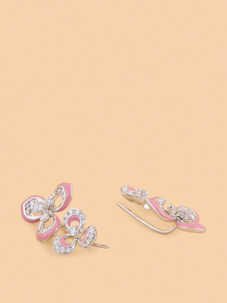 Pink Floral Set Lab Diamond Earrings