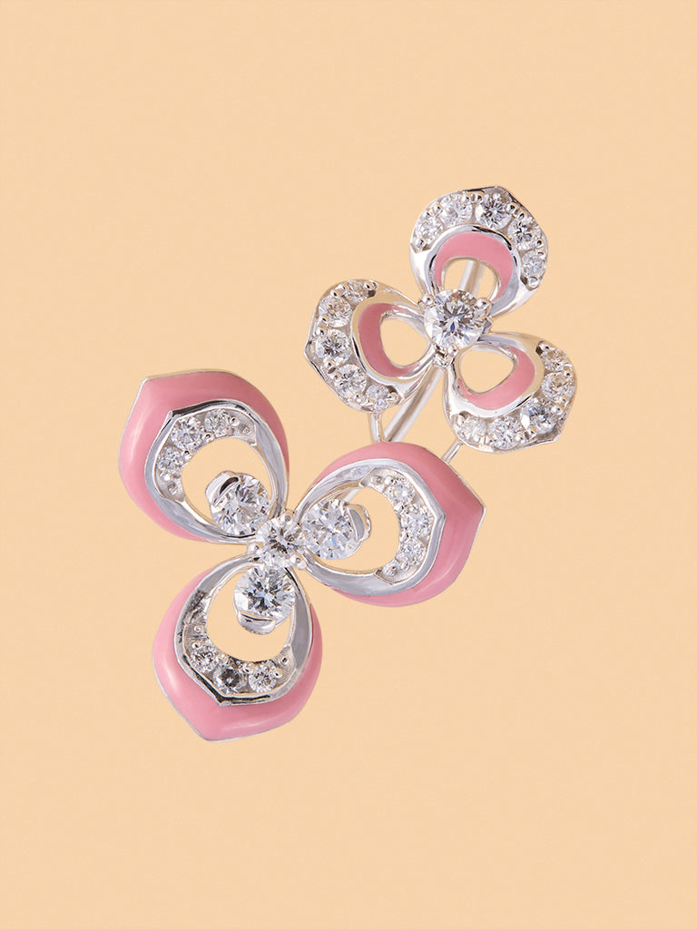 Pink Floral Set Lab Diamond Earrings