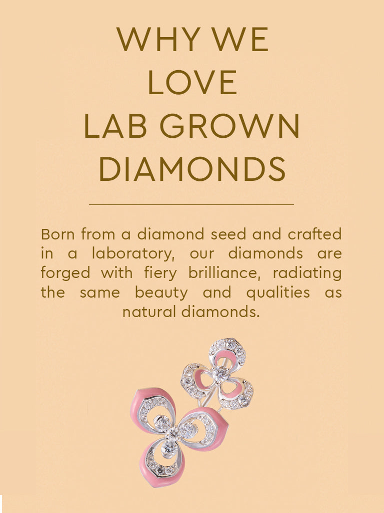 Pink Floral Set Lab Diamond Earrings