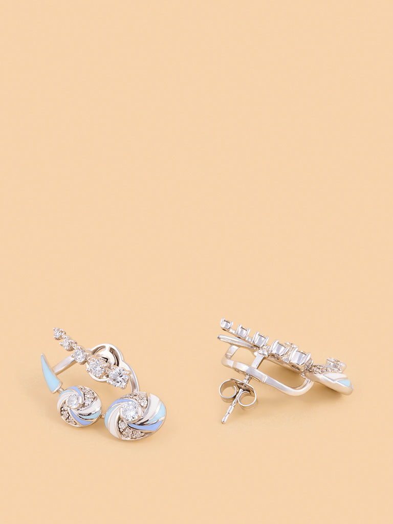 Blue Swirl Lab Diamond Earrings