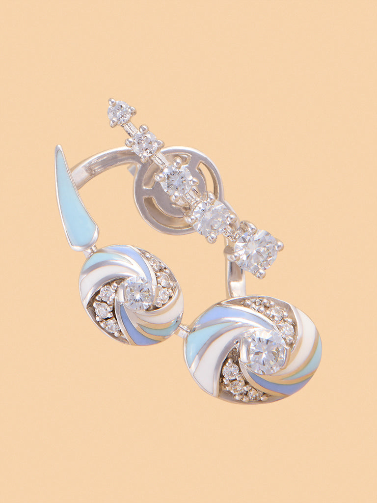 Blue Swirl Lab Diamond Earrings