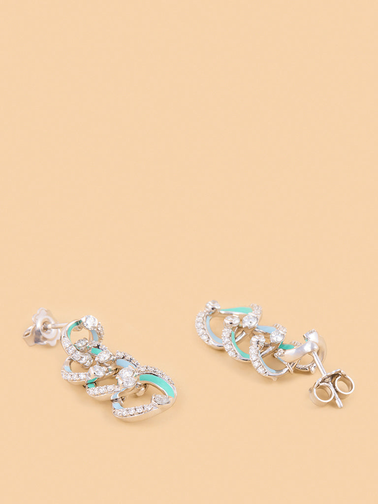 Chain Swirl Dangle Earrings with Lab Diamond