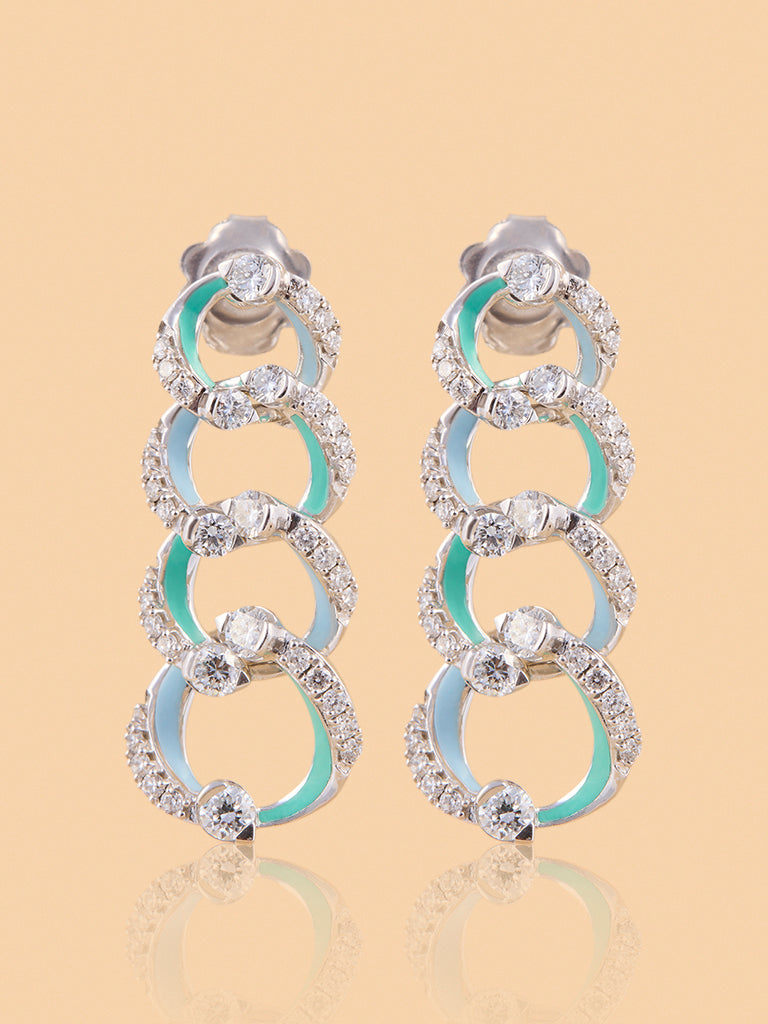Chain Swirl Dangle Earrings with Lab Diamond