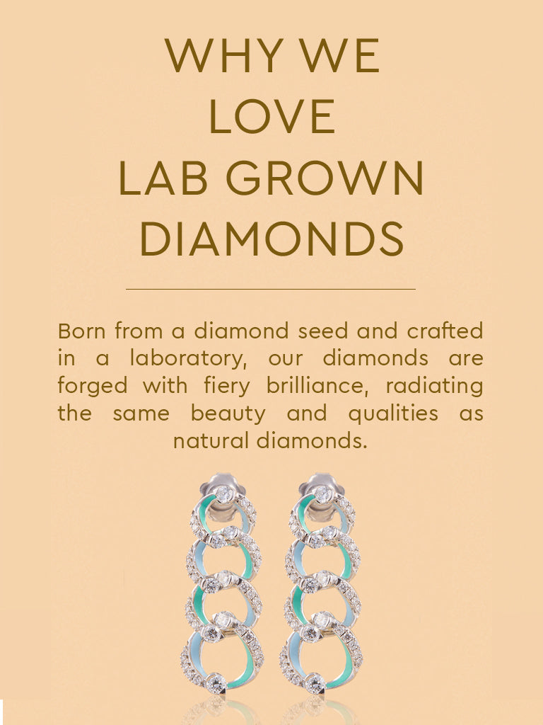 Chain Swirl Dangle Earrings with Lab Diamond