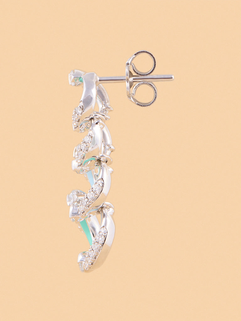 Chain Swirl Dangle Earrings with Lab Diamond