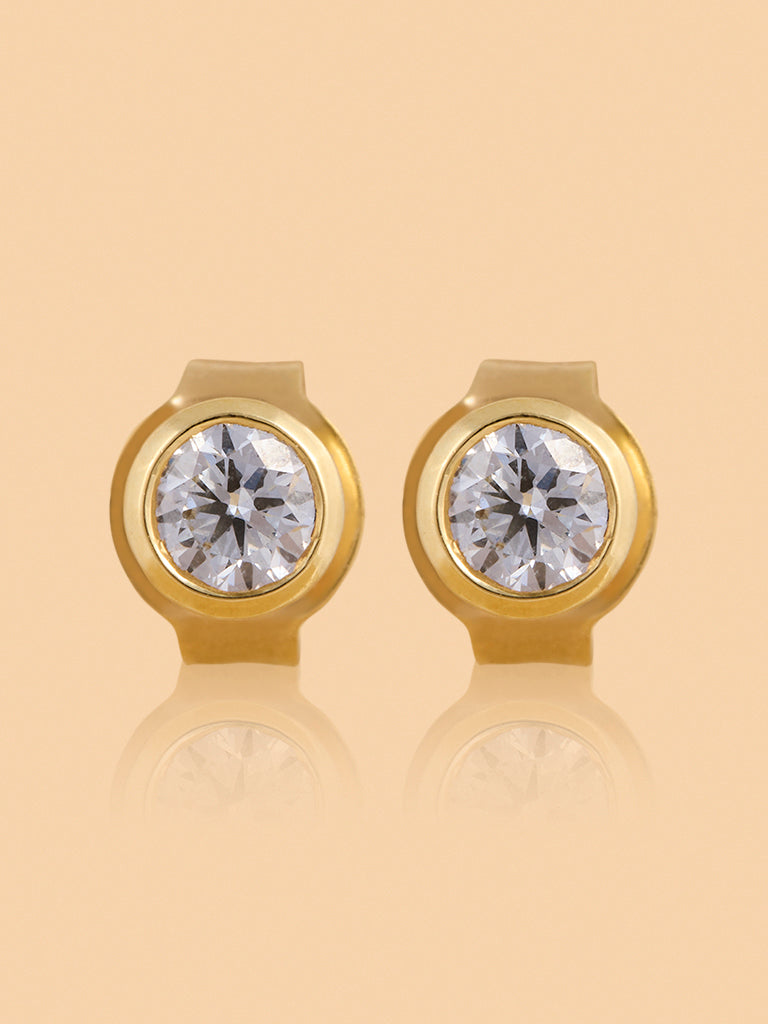 Round Bezel Set Lab Diamond Stud Earrings