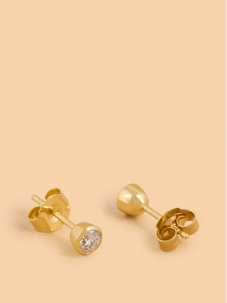 Round Bezel Set Lab Diamond Stud Earrings