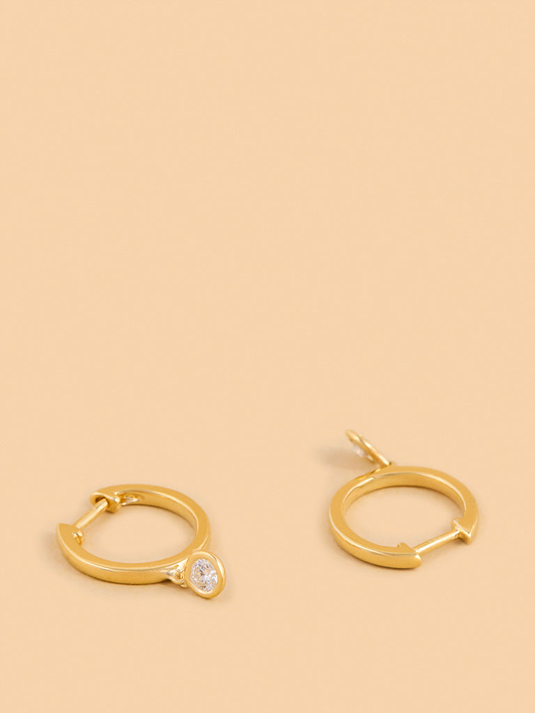 Classic Dangling Hoop Earrings with Lab Diamond