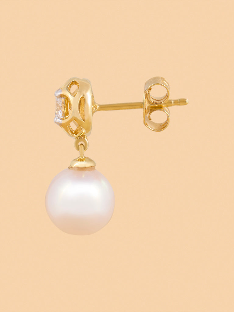 Pearl Drop Lab Diamond Earrings