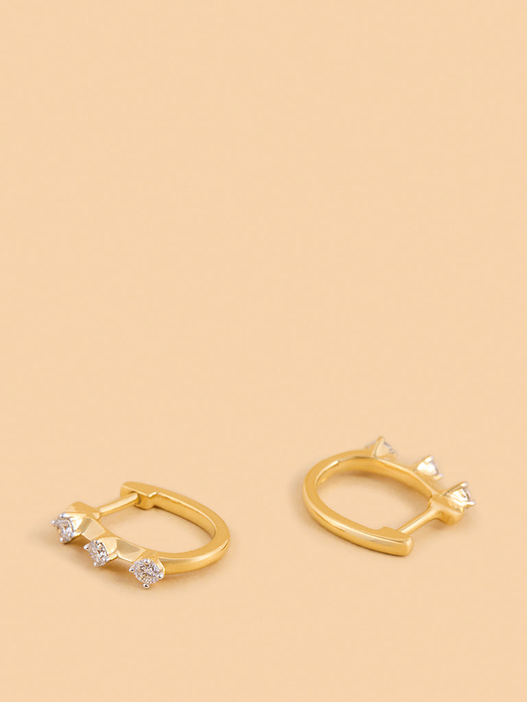 Triad Huggie Earrings with Lab Diamond Accents