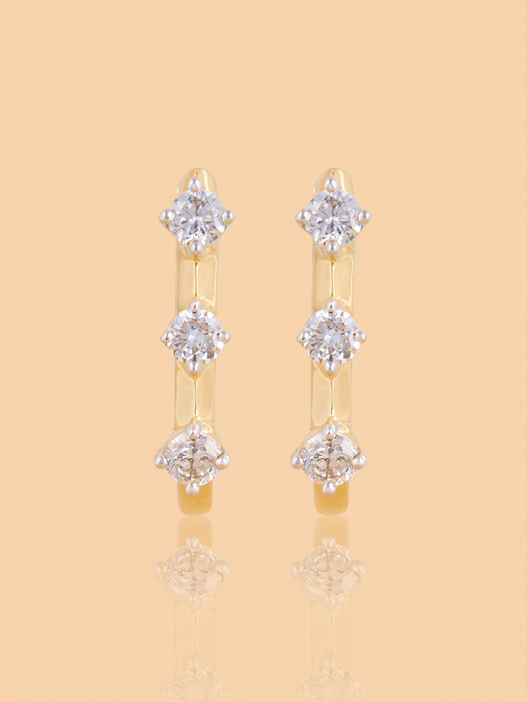 Triad Huggie Earrings with Lab Diamond Accents