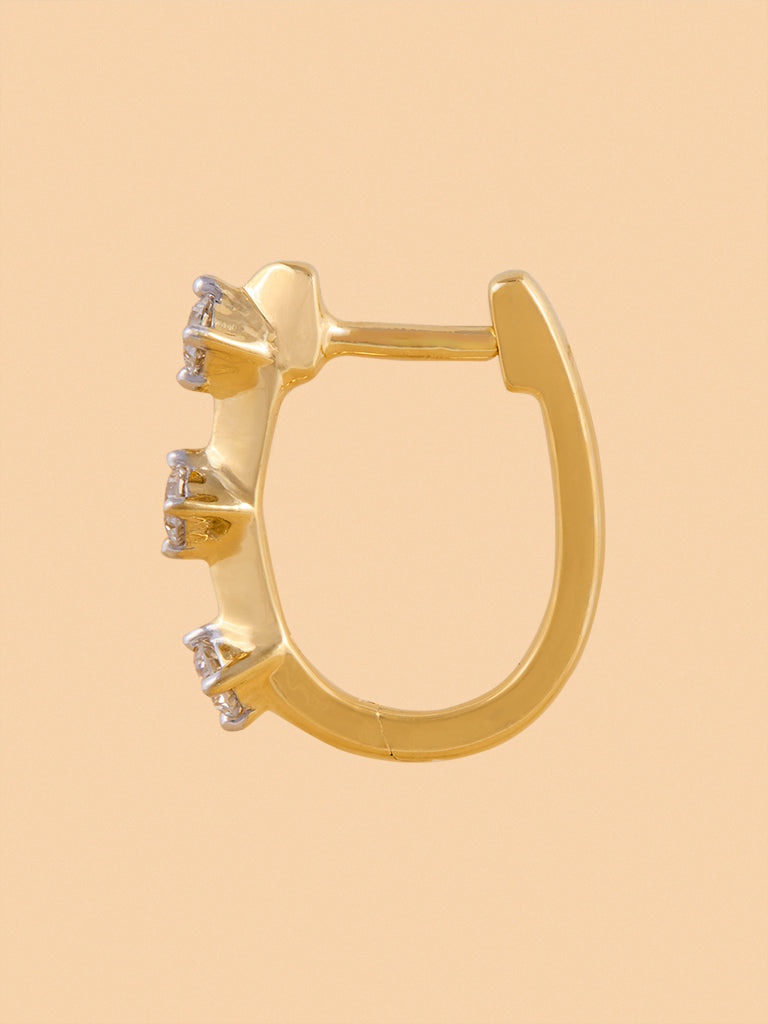 Triad Huggie Earrings with Lab Diamond Accents
