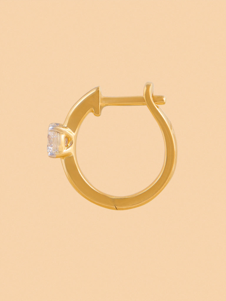 Hoop Solitaire Earring with Lab Diamond Accents