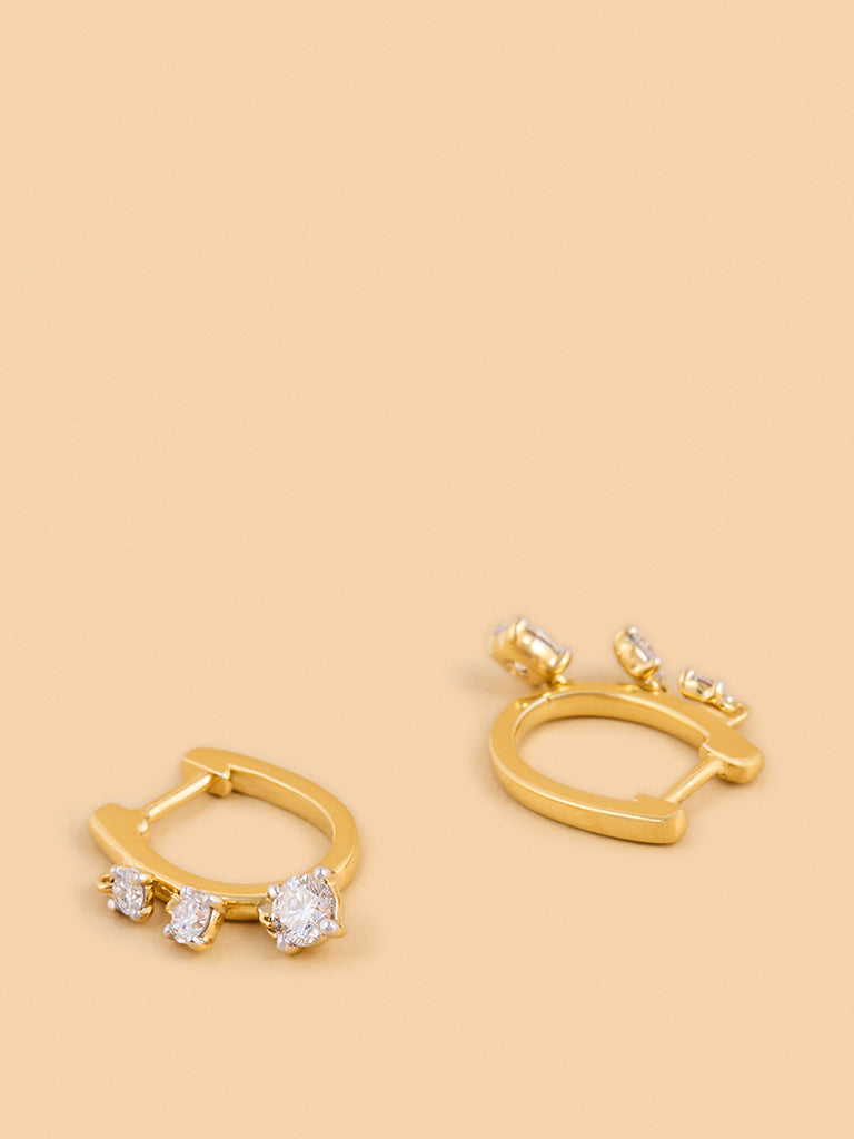 Trio Dangling Hoops with Lab Diamonds