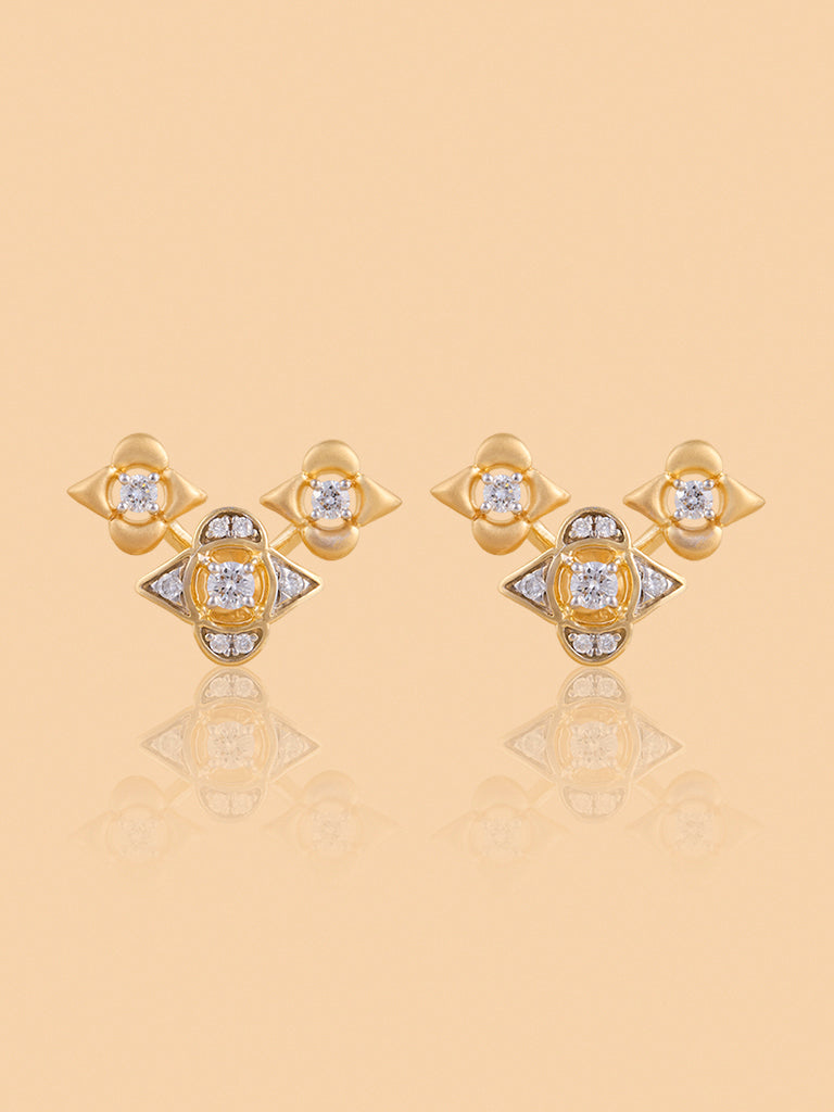 Flower Trio Earrings with Lab Diamond Accents