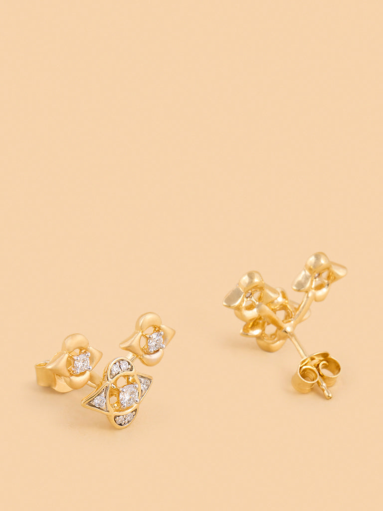 Flower Trio Earrings with Lab Diamond Accents