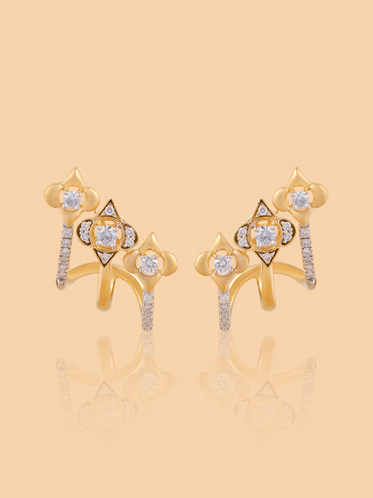 Triple Floral Earrings with Lab Diamond Accents