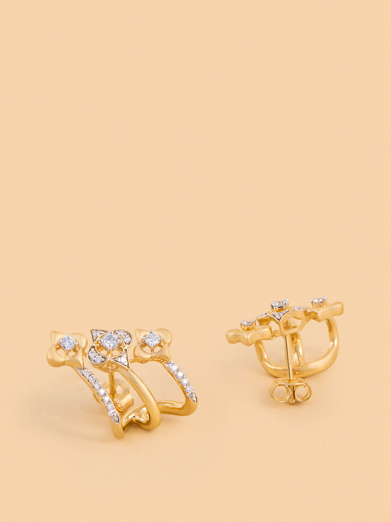 Triple Floral Earrings with Lab Diamond Accents