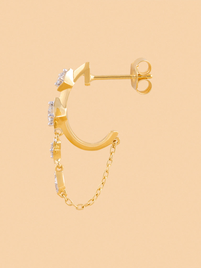 Chain Hoop Earrings with Lab Diamond Accents