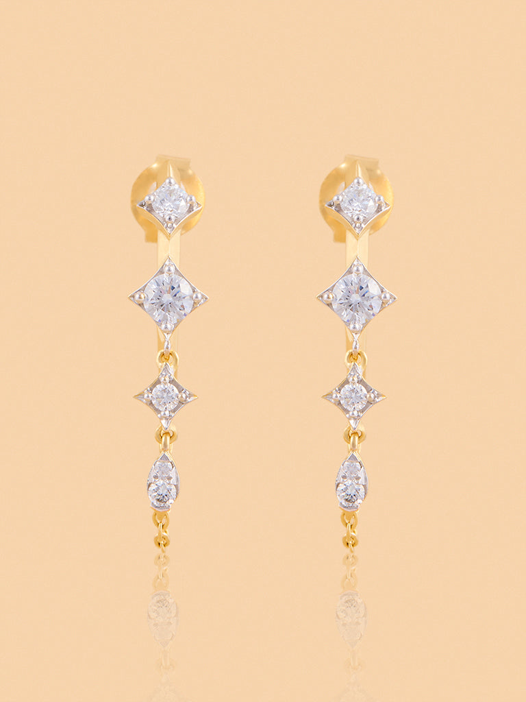 Chain Hoop Earrings with Lab Diamond Accents