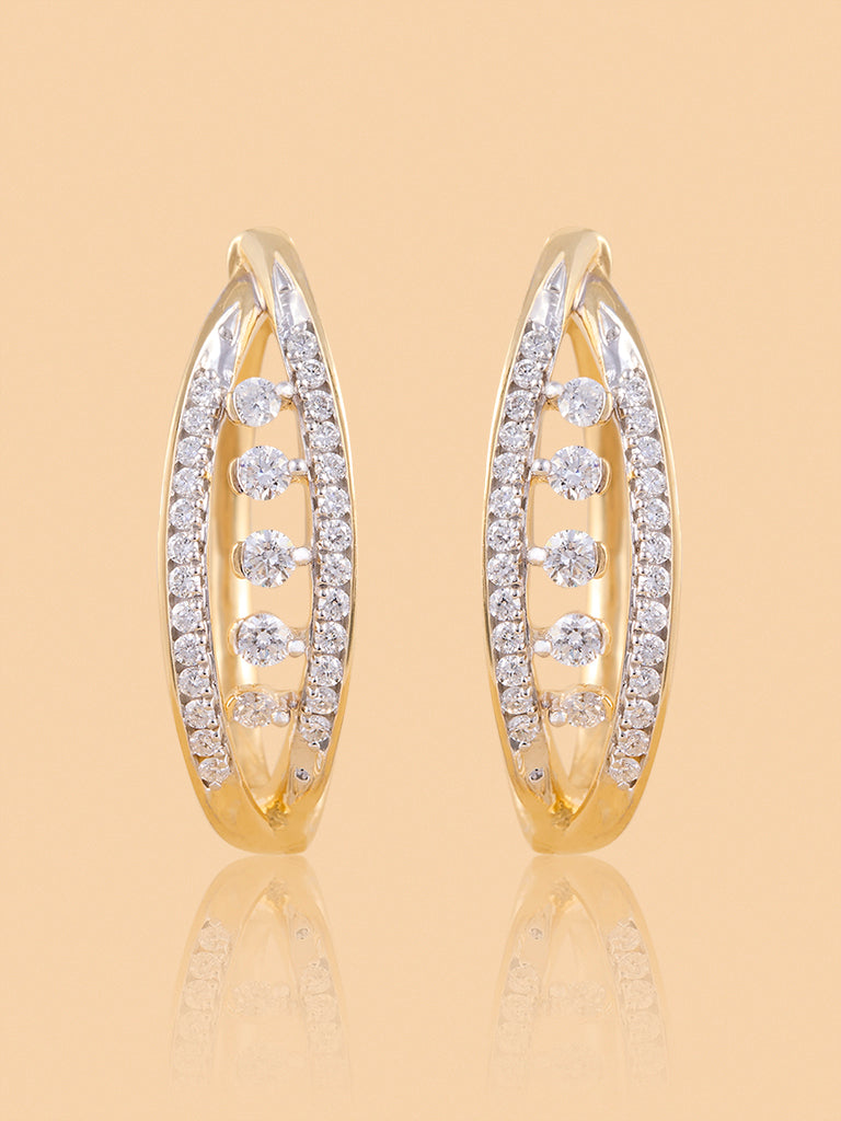 Marquise Hoop Earrings with Lab Diamond Accents